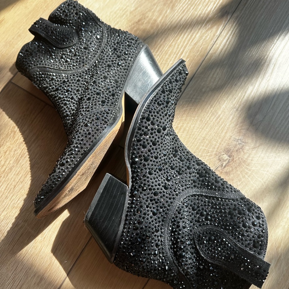 Jessica Simpson black rhinestone booties size 6 - Picture 8 of 12